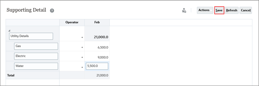 Supporting Detail Dialog after all data is entered